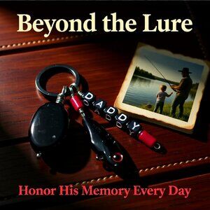 DADDY! Personalized Fishing Lure Key Chain - Black Onyx + Black Fish Key Ring